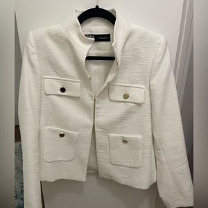 Zara Blazer / Jacket. White with gold buttons. Size small.